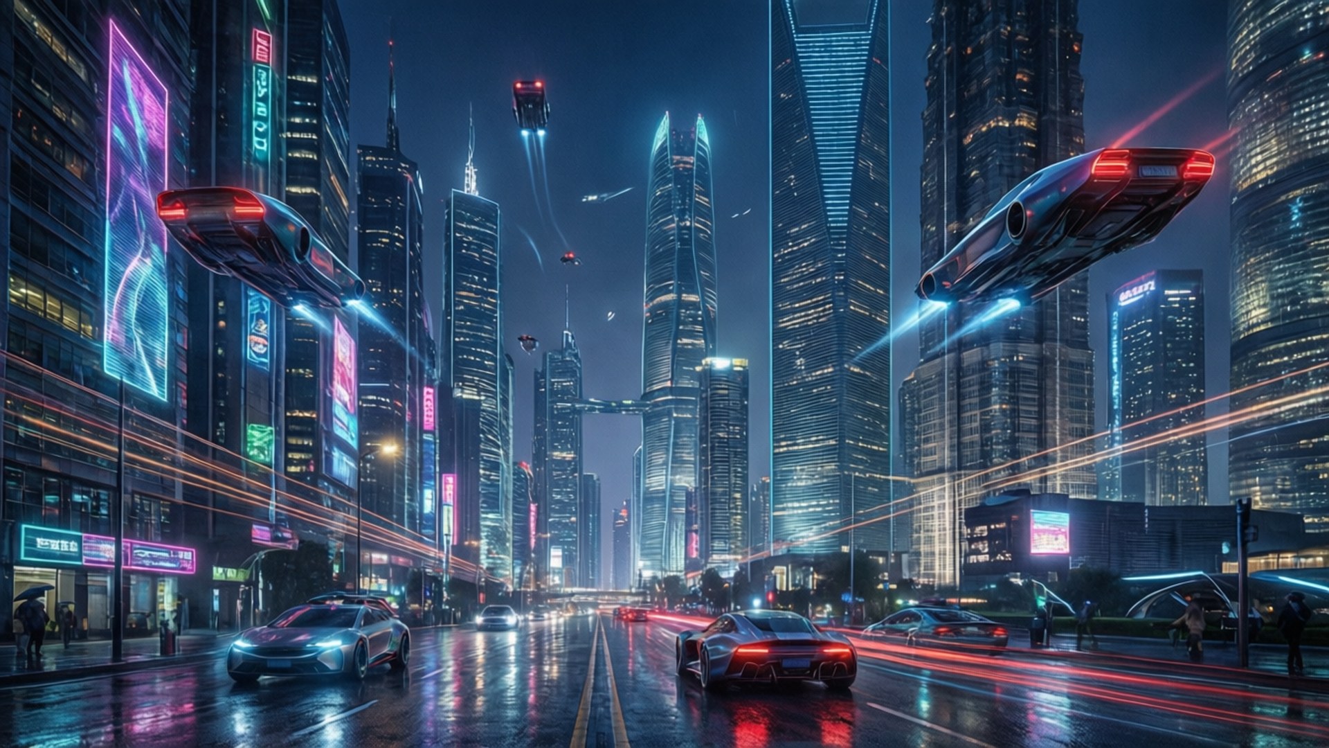 Neon Futuristic City, futuristic city, neon lights, Full HD Desktop Wallpaper