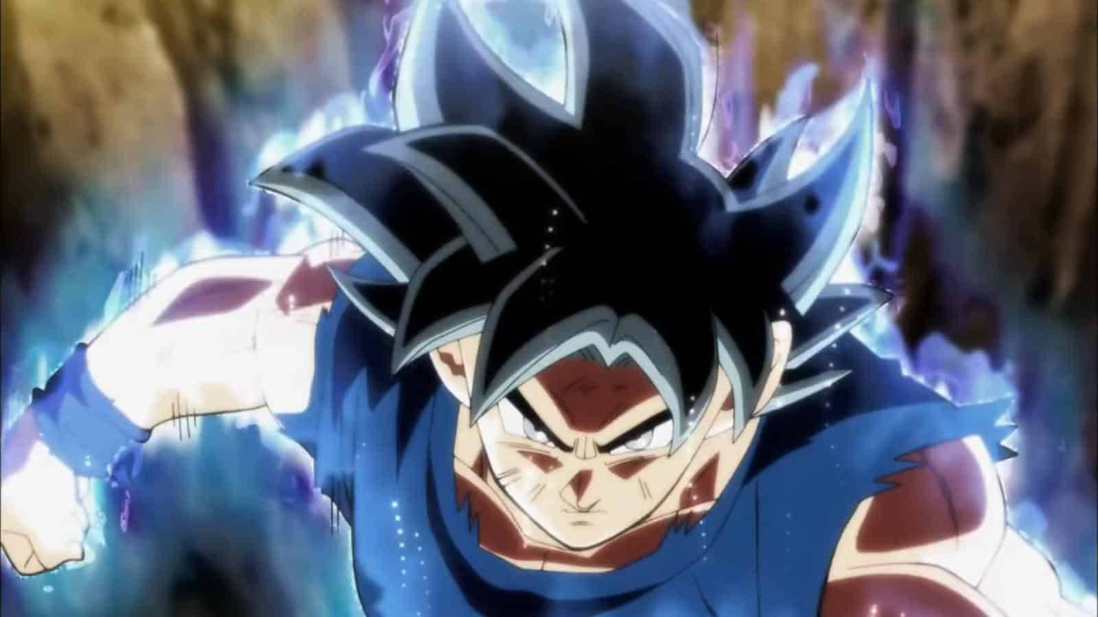 Ultra Instinct Goku, spiky black hair, glowing blue aura, HD Desktop Wallpaper