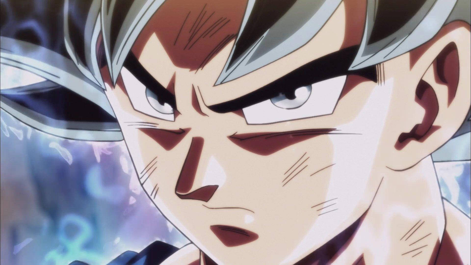 Ultra Instinct Goku, silver hair, intense eyes, Full HD Desktop Wallpaper