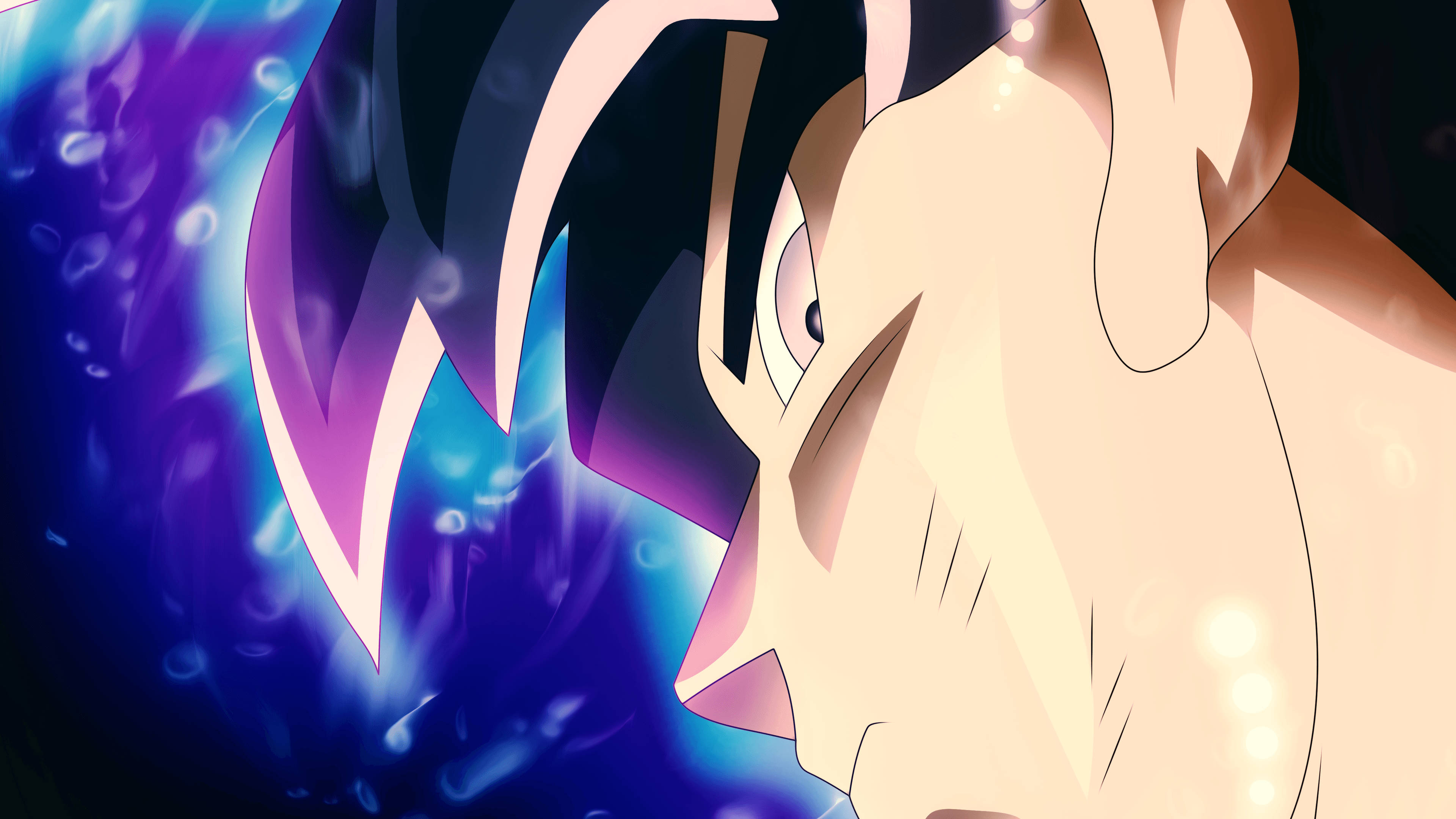 Ultra Instinct Goku, spiky hair, intense gaze, 4K Desktop Wallpaper