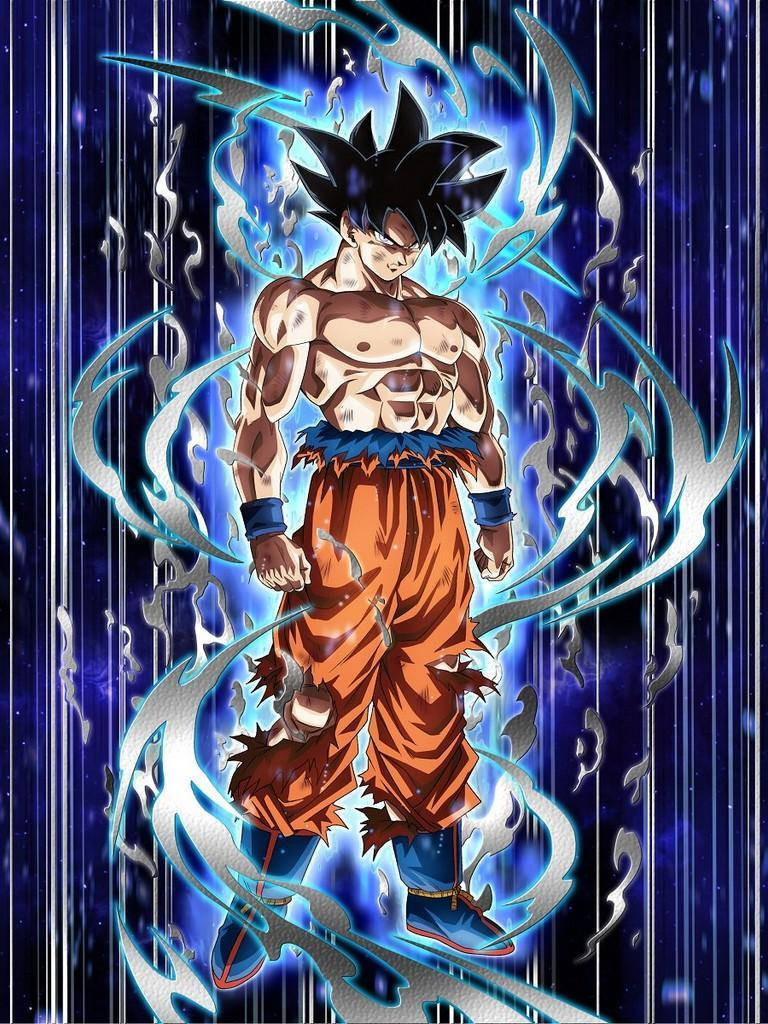 Ultra Instinct Goku, blue energy, silver lightning, SD Phone Wallpaper