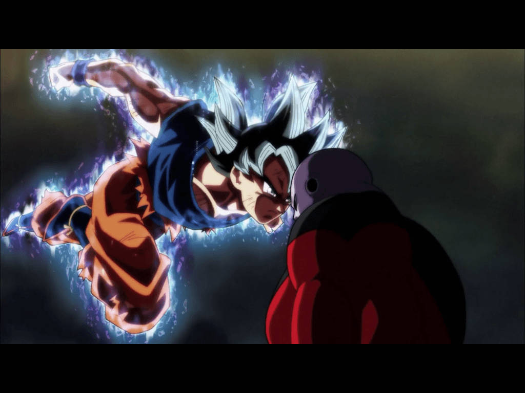 Ultra Instinct Goku, spiky hair, glowing aura, SD Desktop Wallpaper