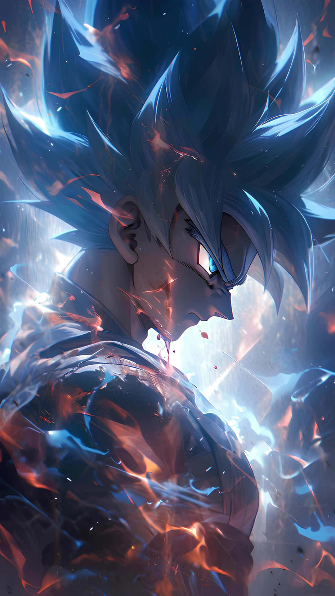 Ultra Instinct Goku, blue-haired, glowing eyes, Full HD Phone Wallpaper