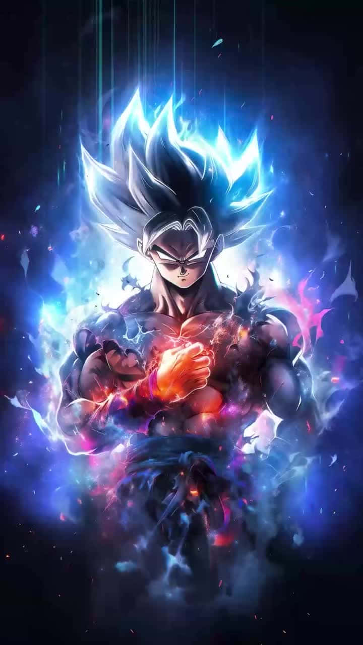 Goku, Ultra Instinct, blue and red energy, HD Phone Wallpaper