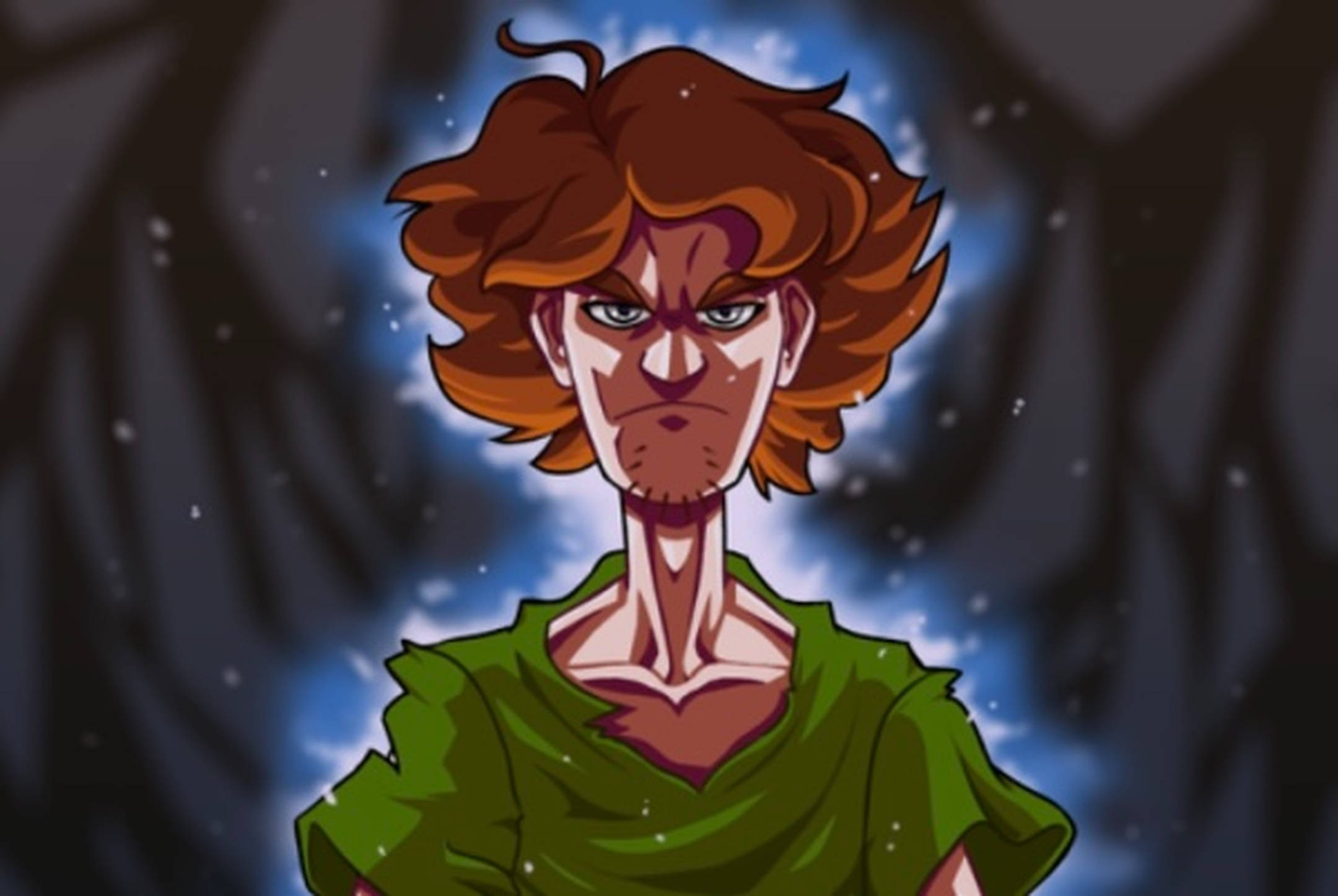 Shaggy, Ultra Instinct, cosmic blue background, Full HD Desktop Wallpaper