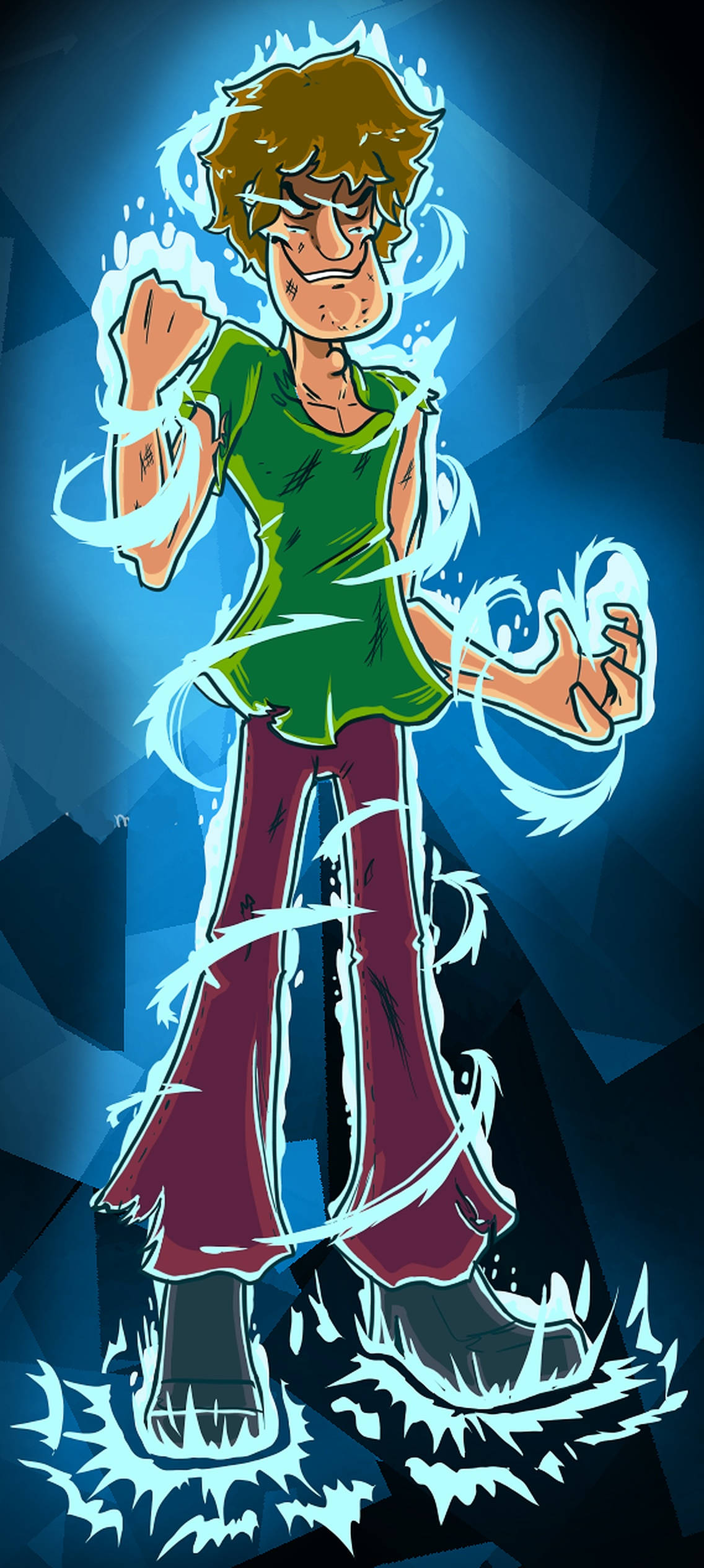 Shaggy, Ultra Instinct, glowing blue energy, Full HD Phone Wallpaper