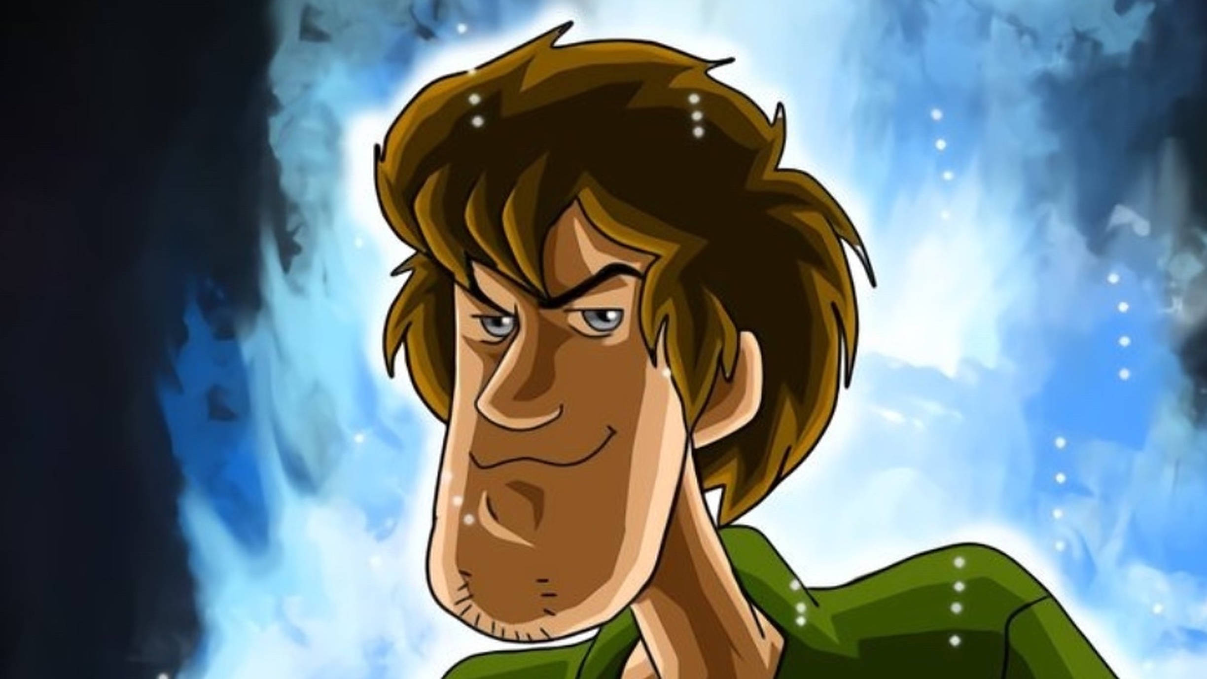 Shaggy, Ultra Instinct, glowing blue mystical background, Full HD Desktop Wallpaper