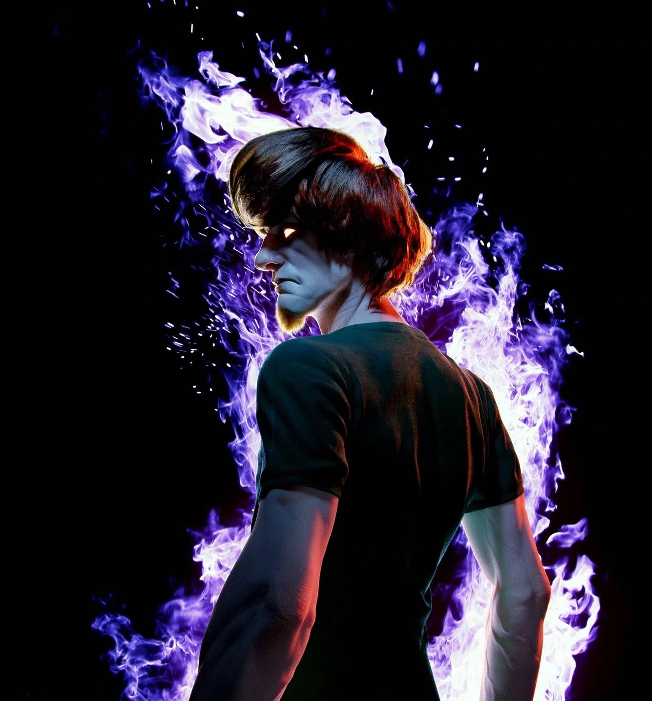 Shaggy, Ultra Instinct, vibrant purple and white flames, Full HD Phone Wallpaper