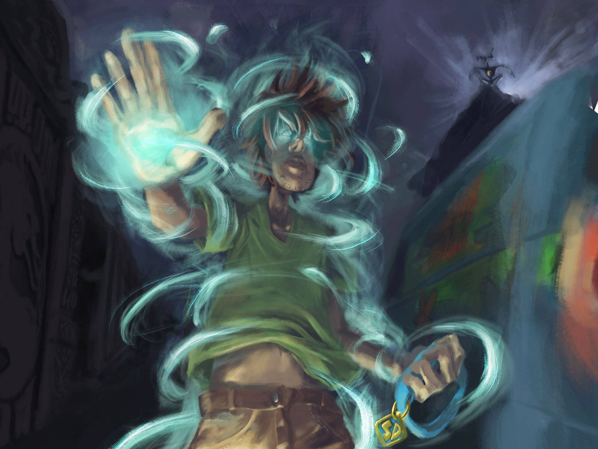 Shaggy, Ultra Instinct, green smoke, HD Desktop Wallpaper