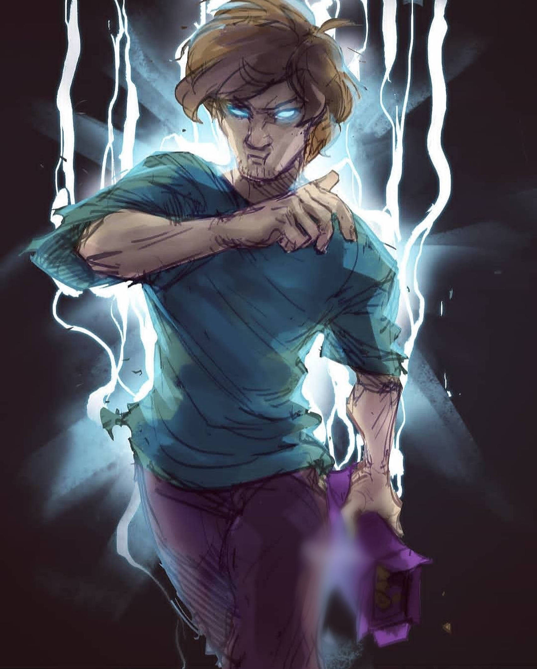 Shaggy, Ultra Instinct, glowing blue eyes, Full HD Phone Wallpaper