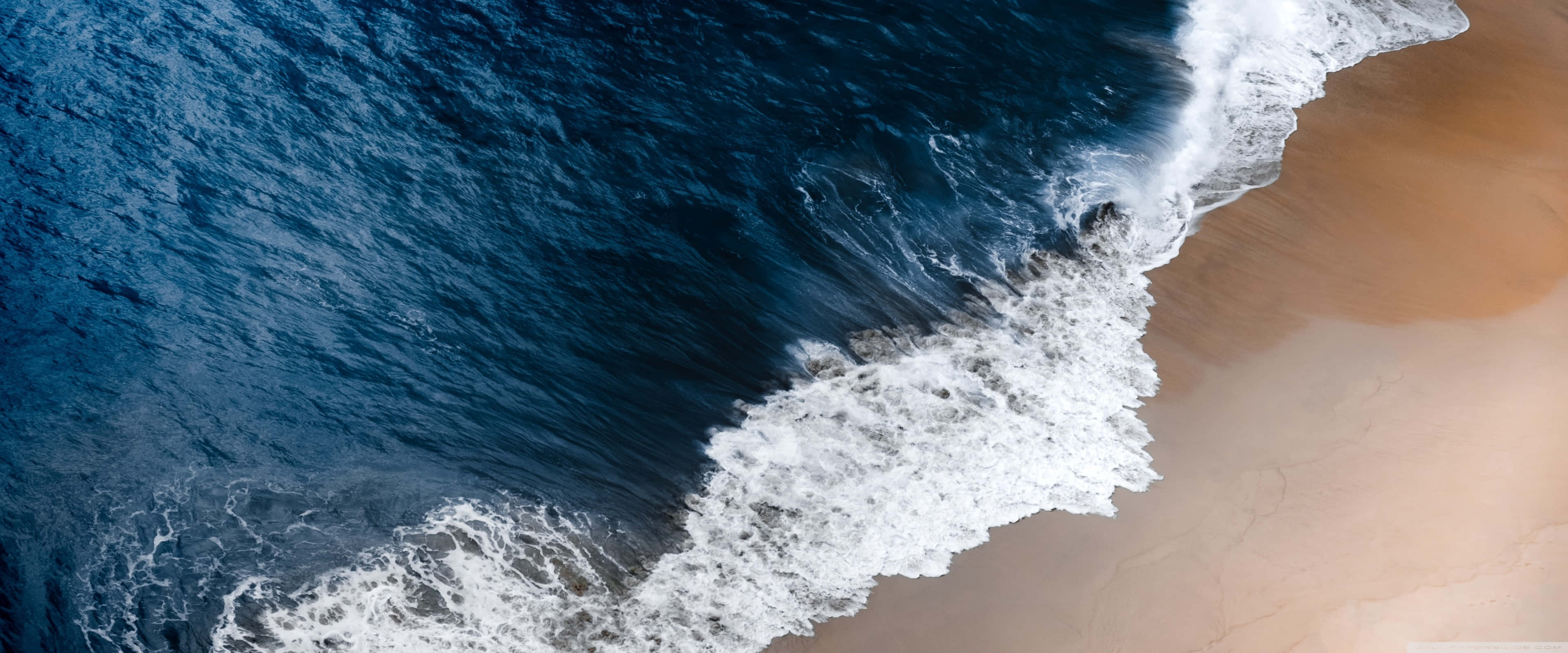 ULTRA WIDE, aerial view, deep blue ocean waves, 4K Desktop Wallpaper