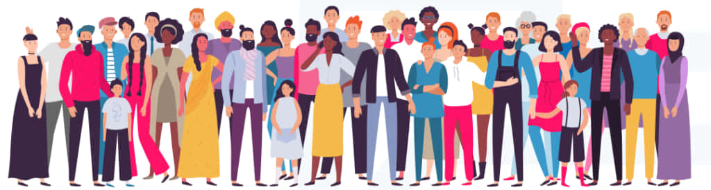 inclusive society, diverse group of people, cheerful crowd, SD Desktop Wallpaper