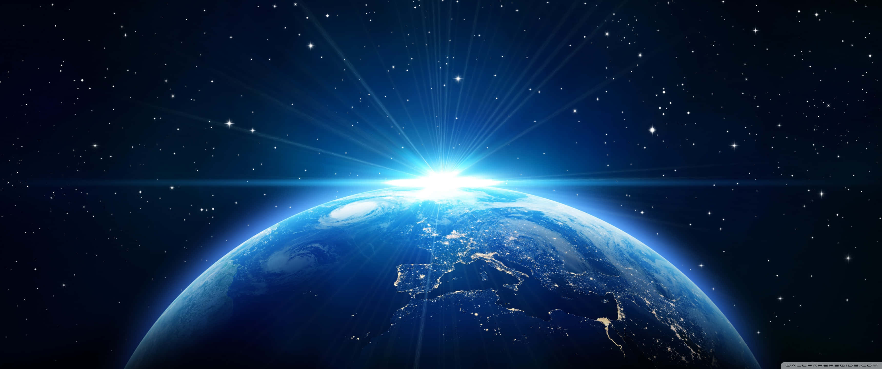 3440x1440, Earth, sunburst, 2K Desktop Wallpaper