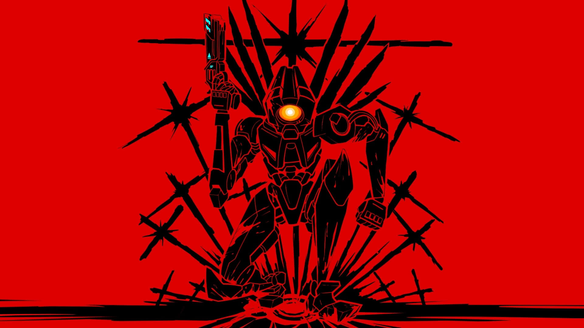 Ultrakill, red silhouette, glowing orange eye, Full HD Desktop Wallpaper