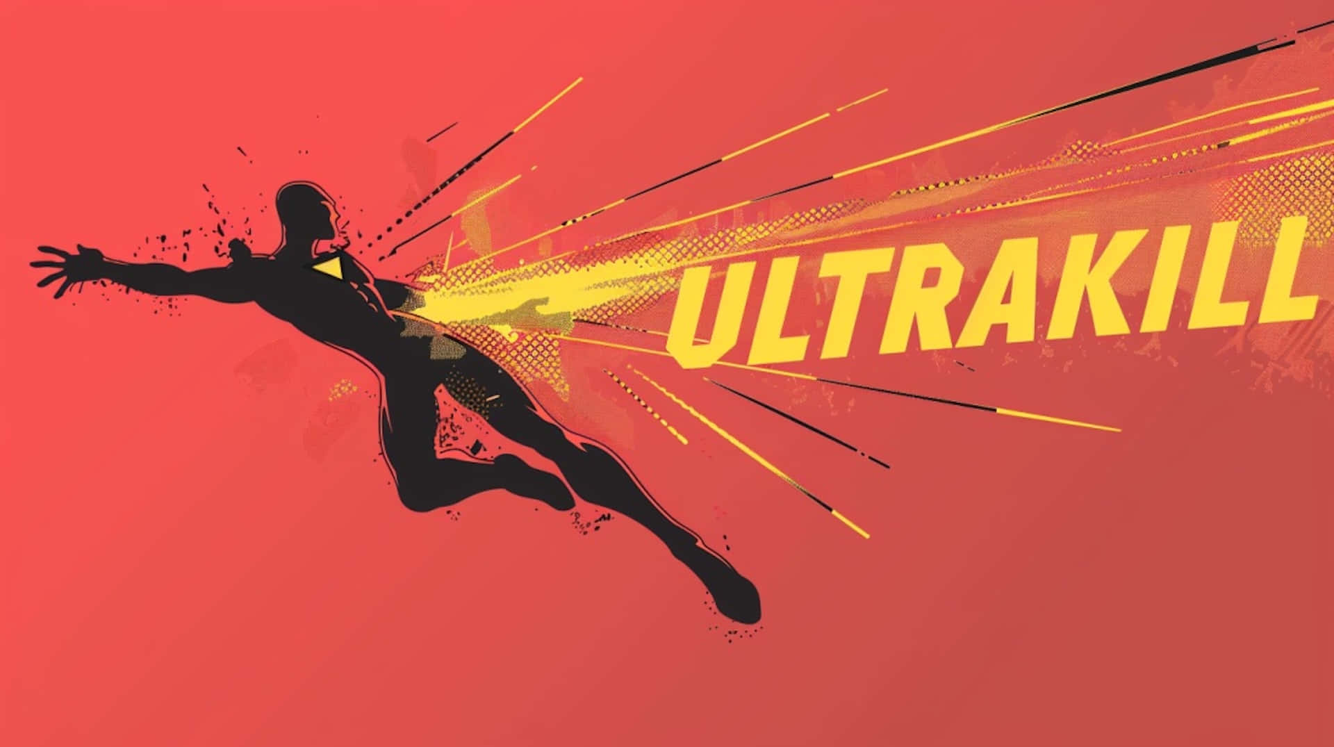 Ultrakill, black silhouette, fiery red background, Full HD Desktop Wallpaper