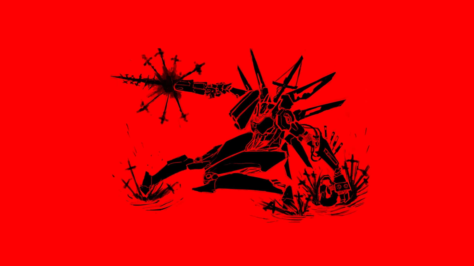 Ultrakill, red silhouette, mechanical warrior, Full HD Desktop Wallpaper