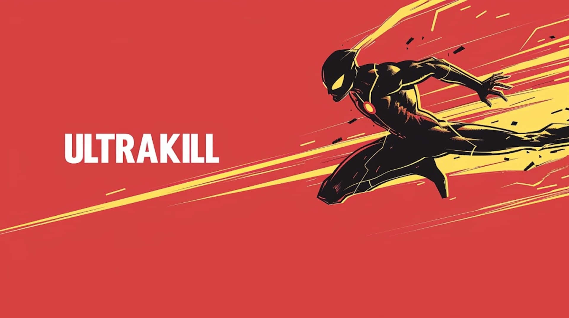Ultrakill, black armored figure, red background, Full HD Desktop Wallpaper