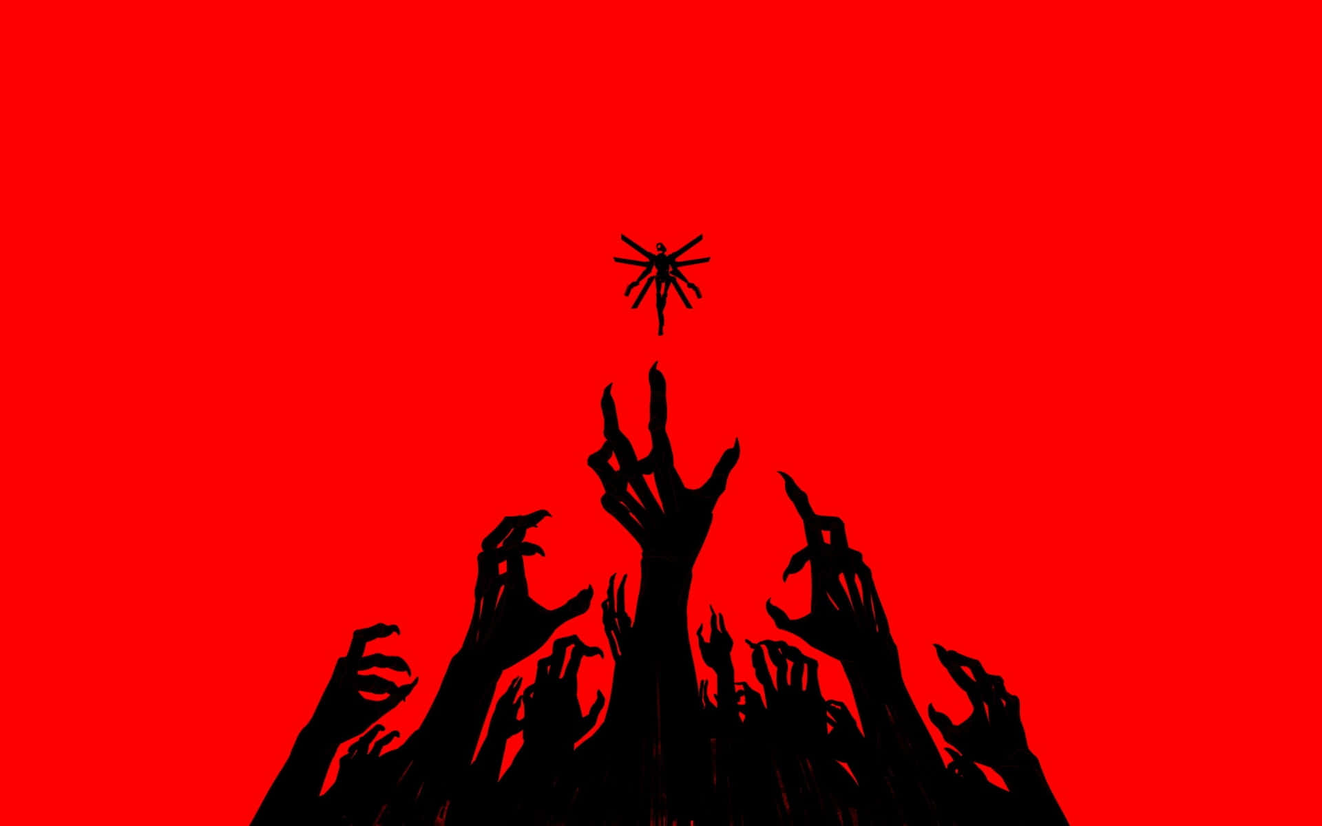Ultrakill, red silhouette, hands reaching, Full HD Desktop Wallpaper