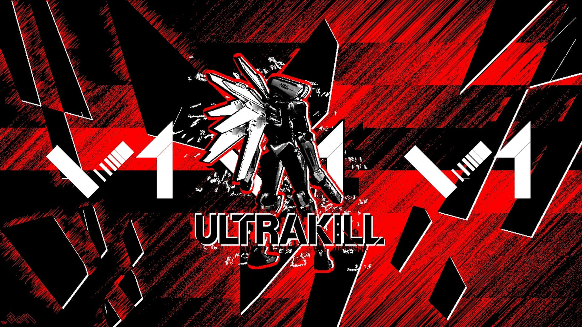 Ultrakill, stylized armored warrior, massive blade, Full HD Desktop Wallpaper