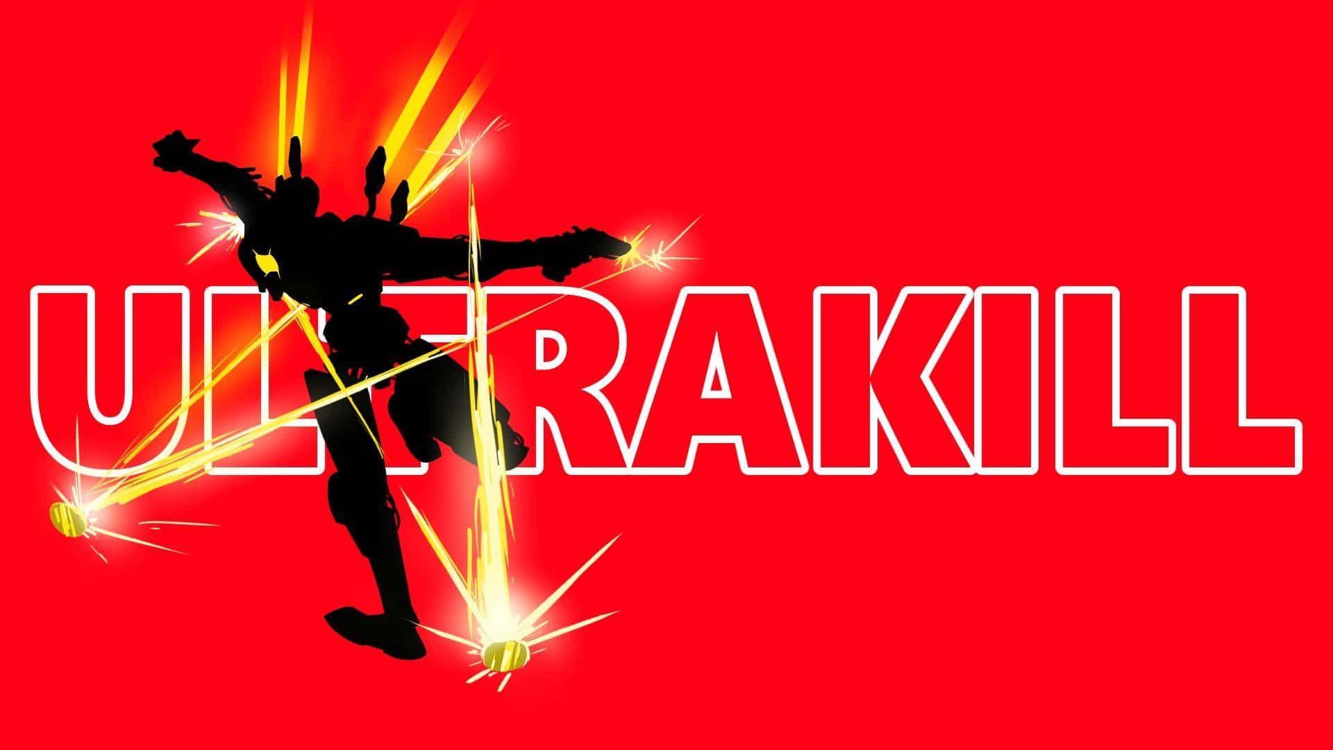 Ultrakill, black silhouette, glowing yellow energy blasts, Full HD Desktop Wallpaper