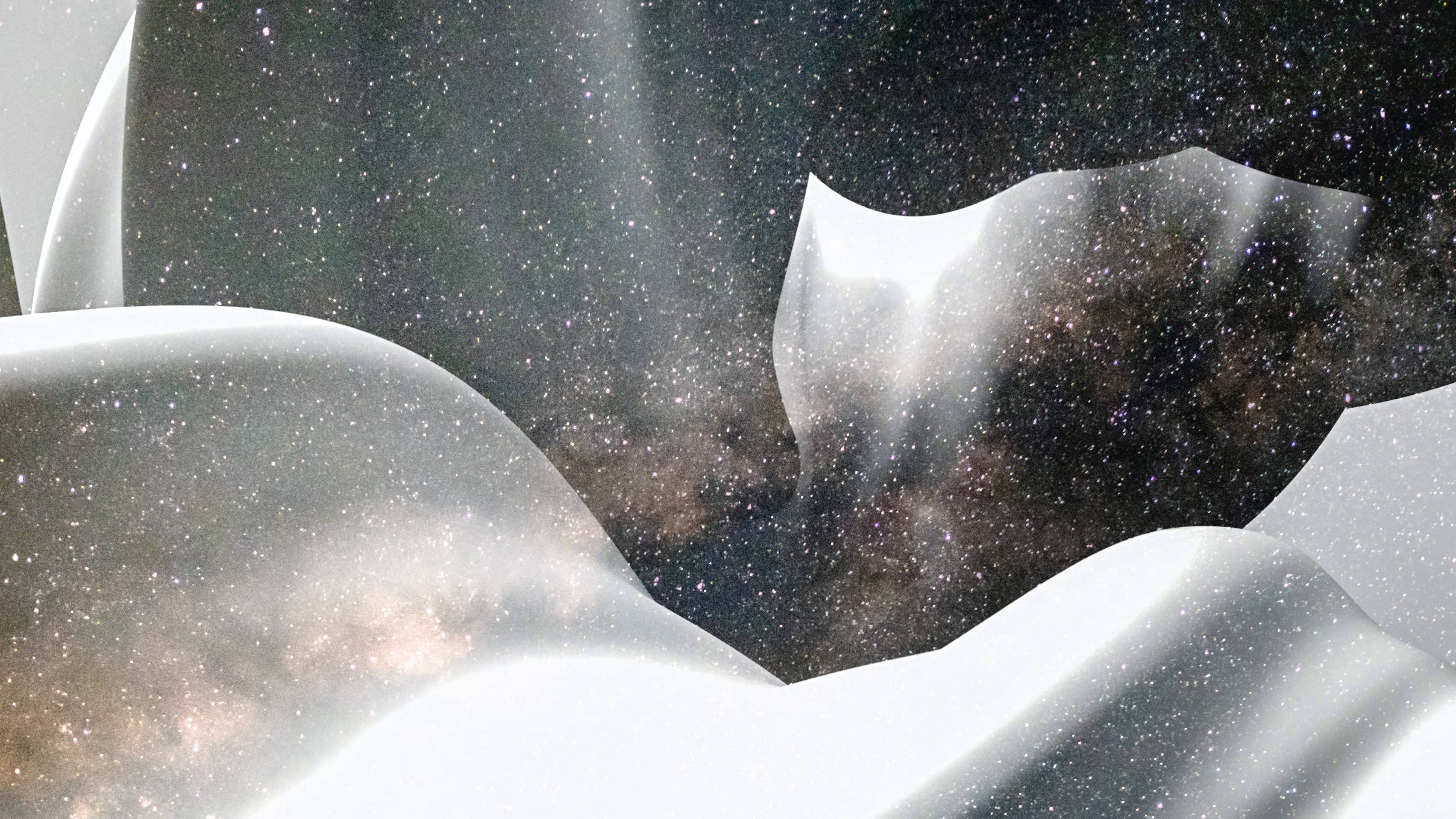 4K Ultra HD, starry galaxy, translucent white cosmic waves, 4K Desktop Wallpaper