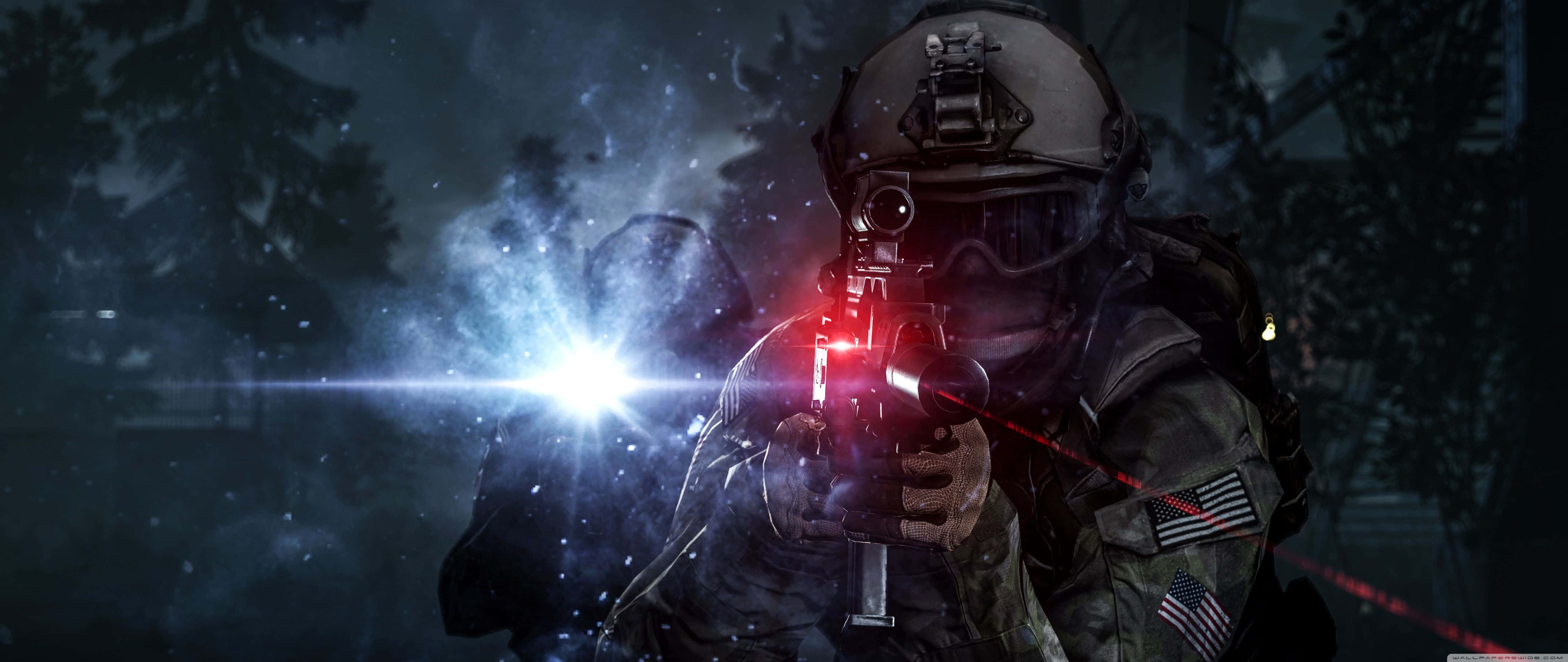 tactical gear, rifle, bright muzzle flash, 5K Desktop Wallpaper