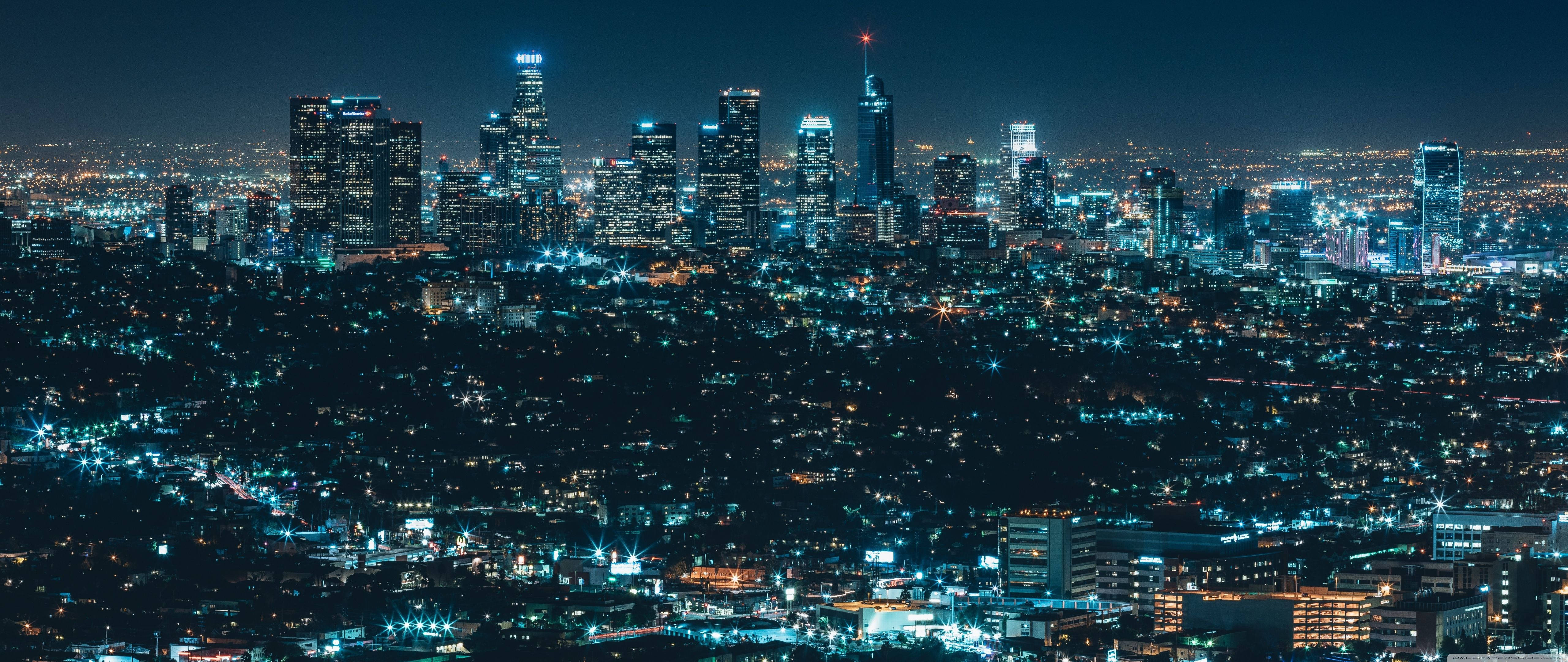 Ultrawide, cityscape, night, 5K Desktop Wallpaper