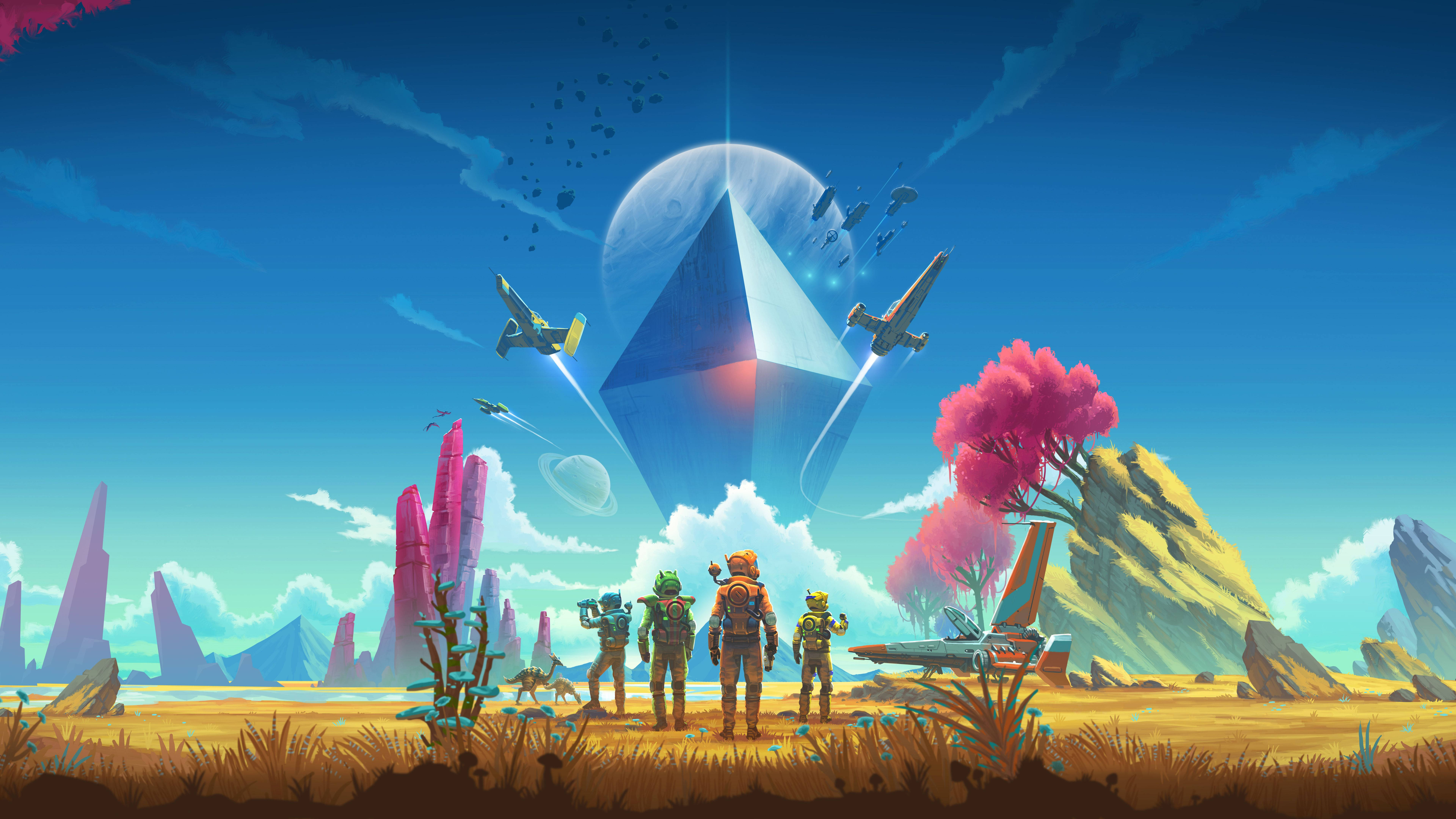 Ultrawide, cartoon, desert landscape, 8K Desktop Wallpaper