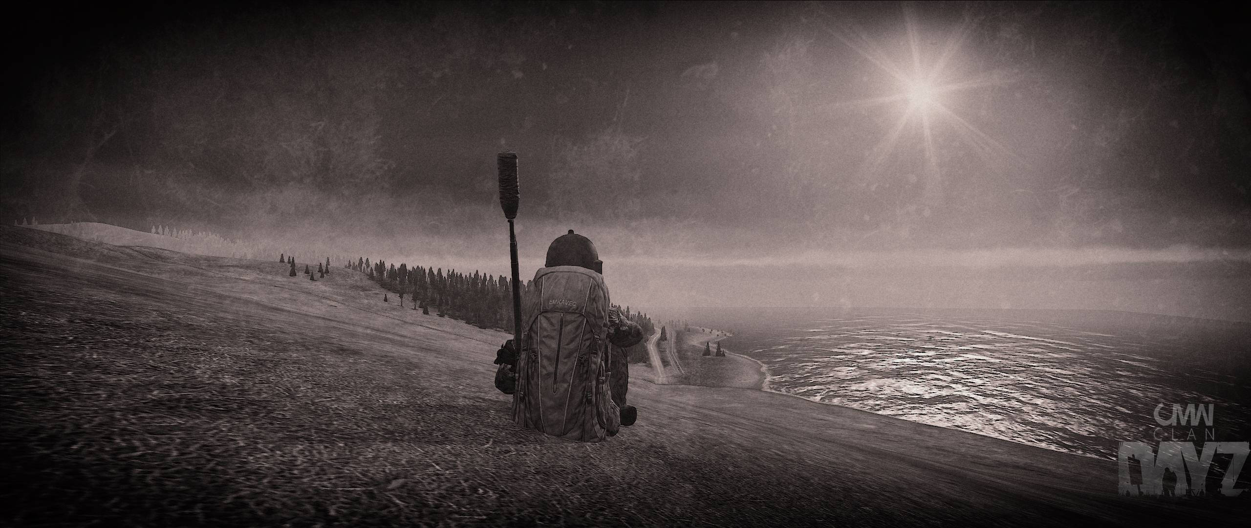 Ultrawide Lonely, backpack, helmet, 2K Desktop Wallpaper