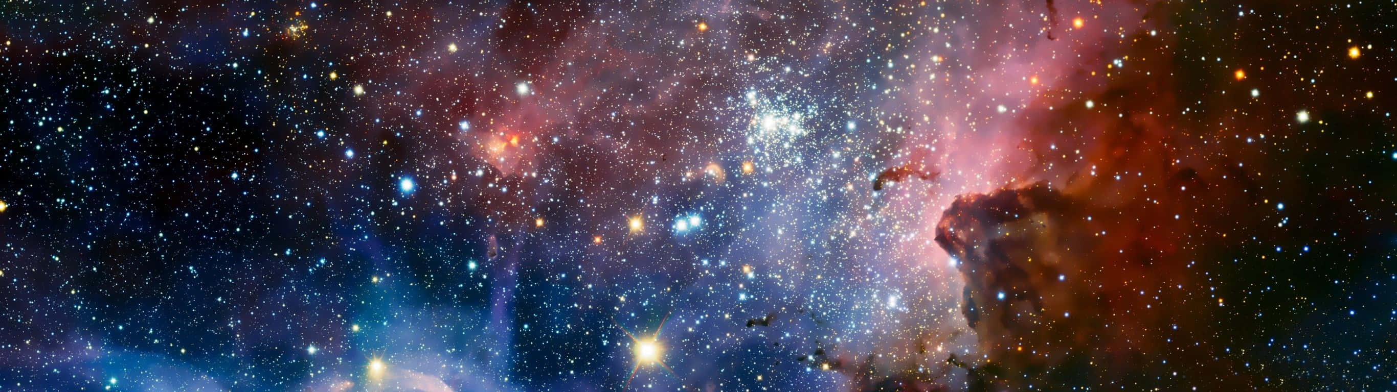 2732 x 768, colored galaxy, vibrant nebulae, 2K Desktop Wallpaper