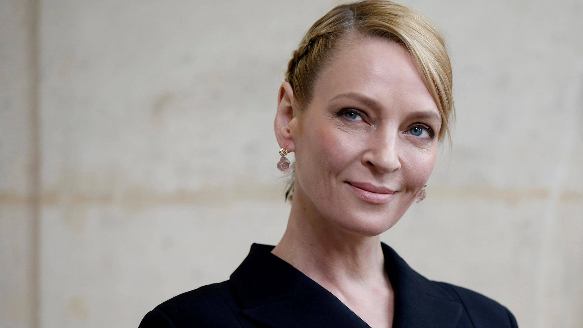 Uma Thurman, blonde hair, blue eyes, Full HD Desktop Wallpaper