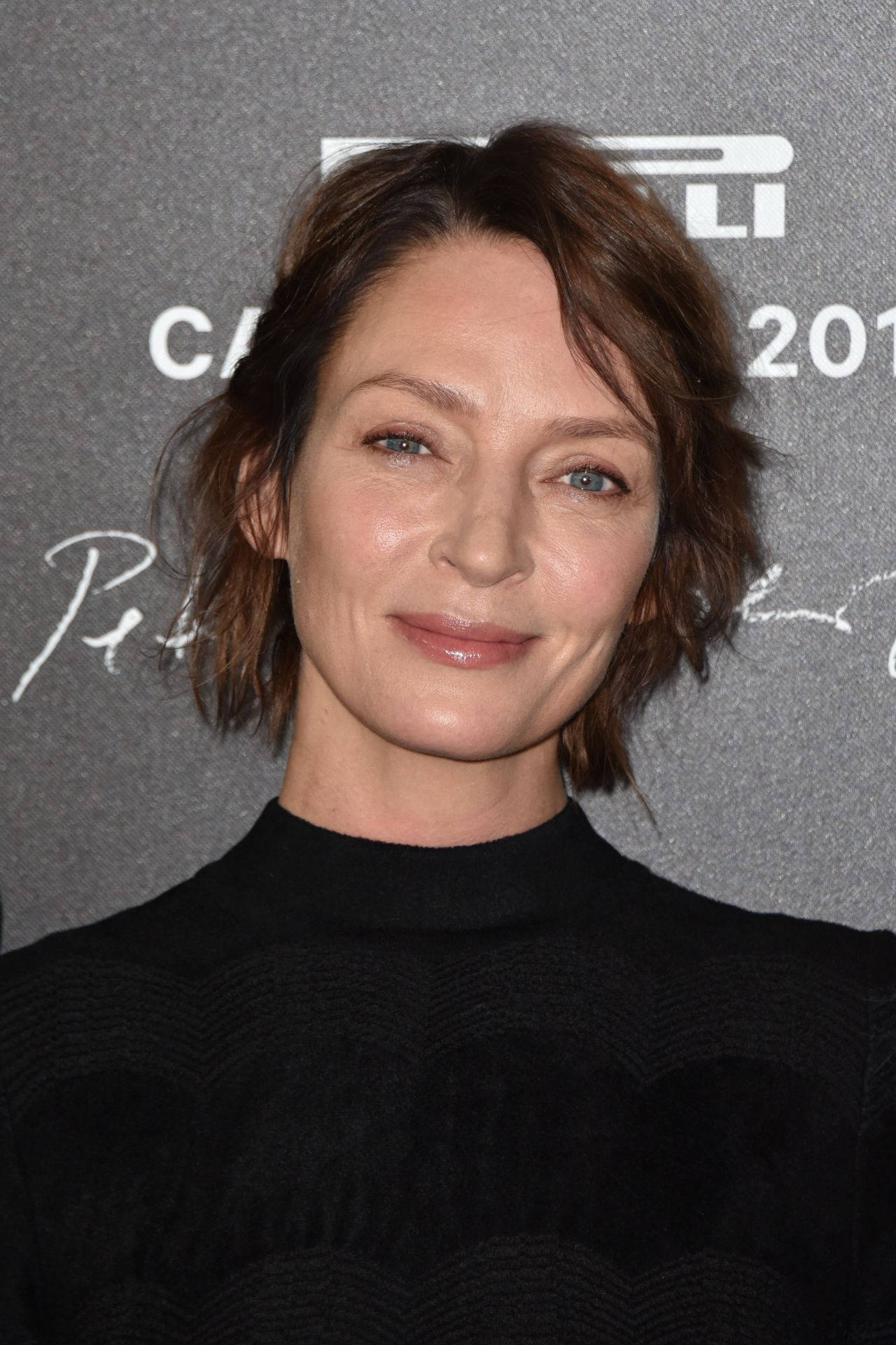 Uma Thurman, 2017 Pirelli Calendar, black turtleneck, Full HD Phone Wallpaper