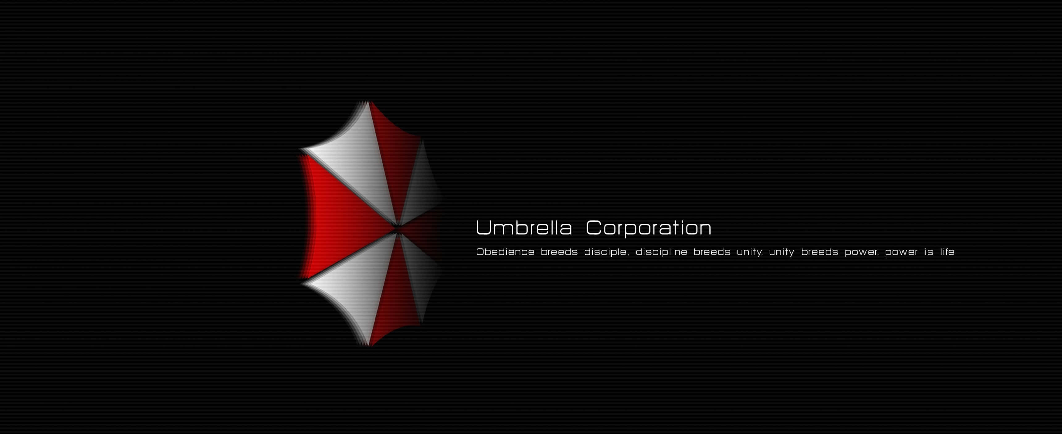 Umbrella Corporation, red and white umbrella logo, glowing, 2K Desktop Wallpaper