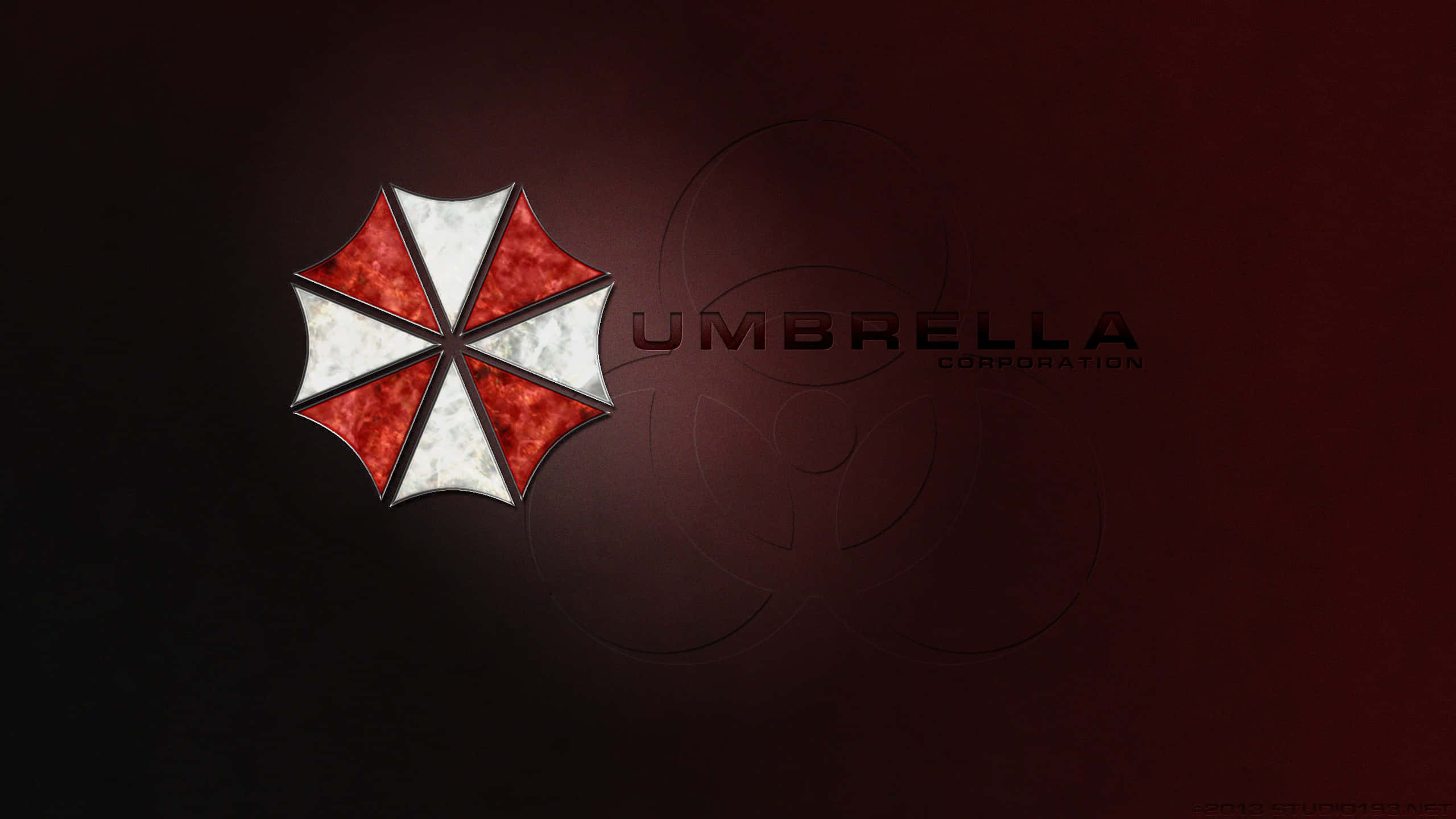 Umbrella Corporation Logo, red, white, 2K Desktop Wallpaper