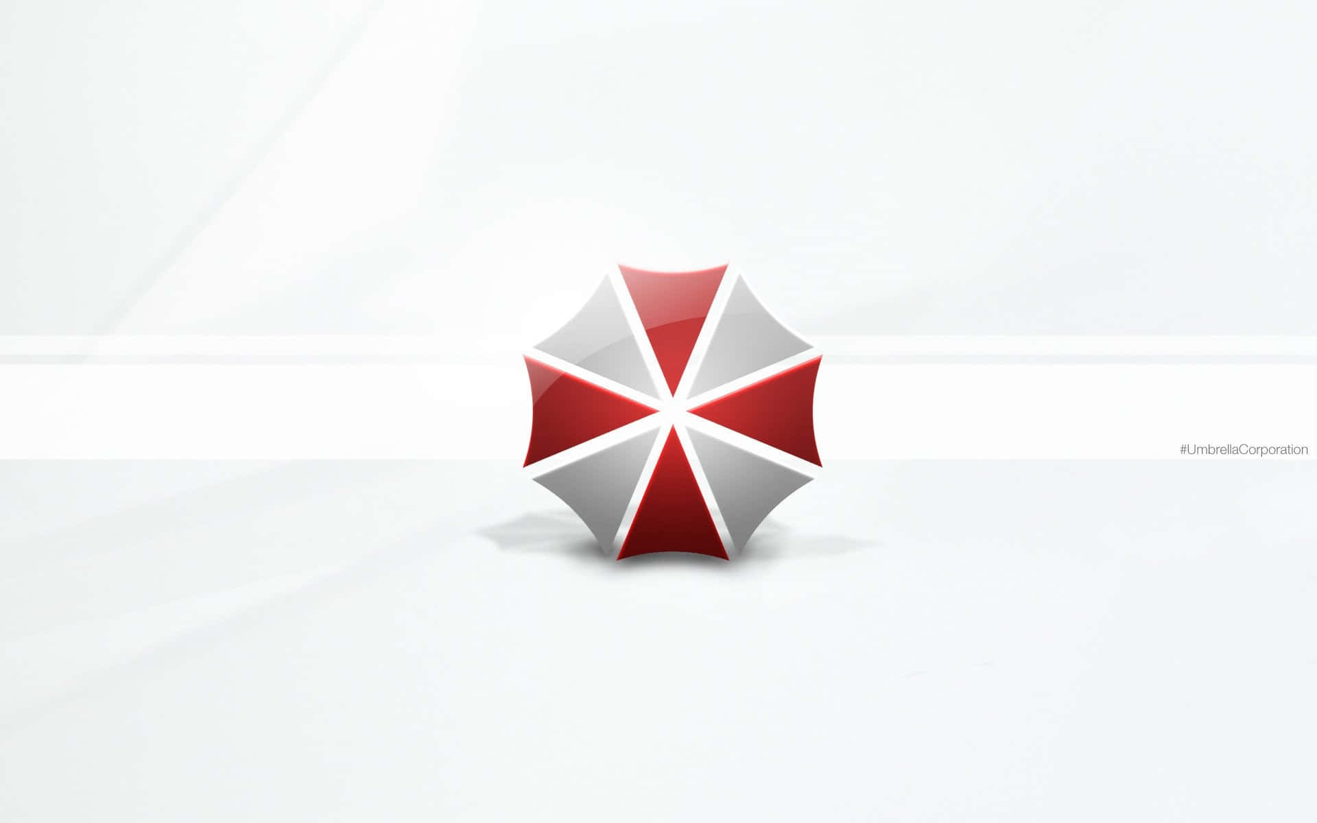 Umbrella Corporation Logo, glossy red and silver, 3 D Rendering, Full HD Desktop Wallpaper