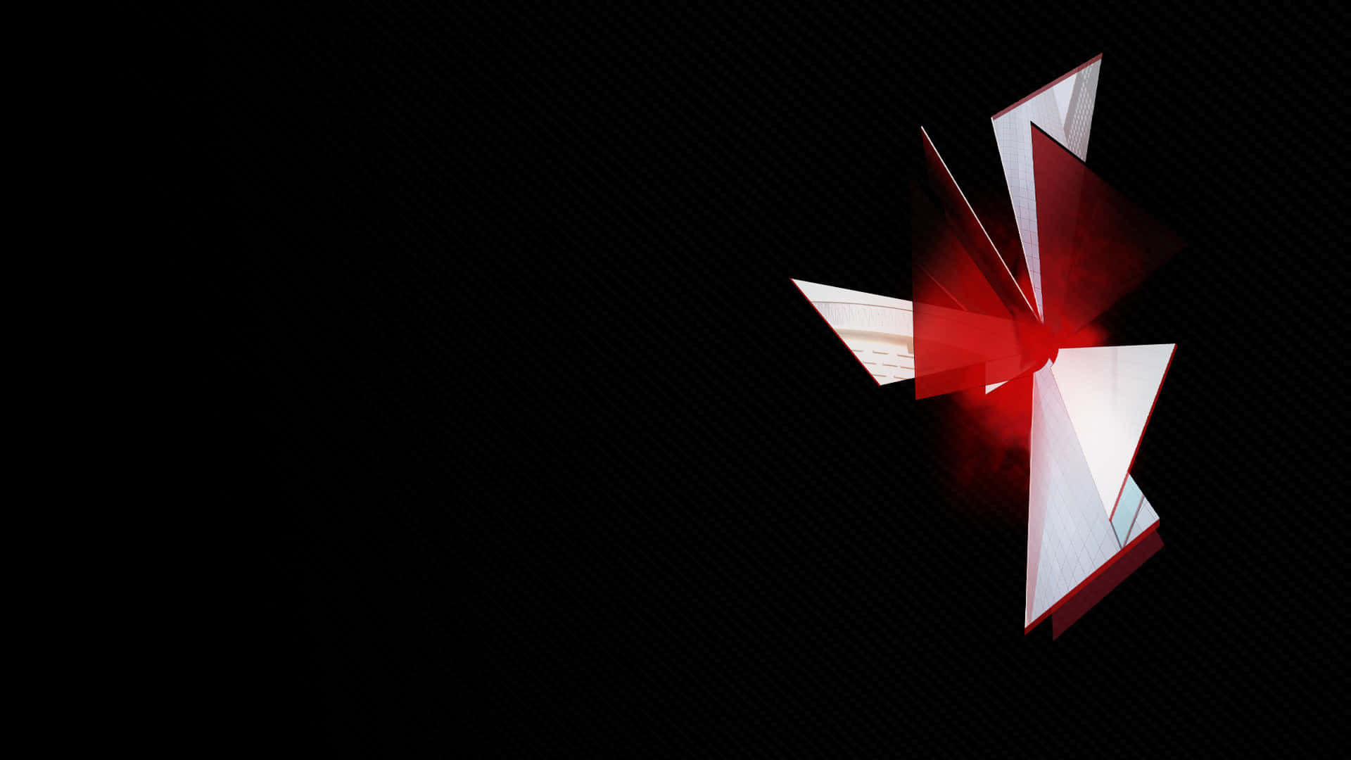 Umbrella Corporation Logo, glowing red and white, geometric sculpture, Full HD Desktop Wallpaper