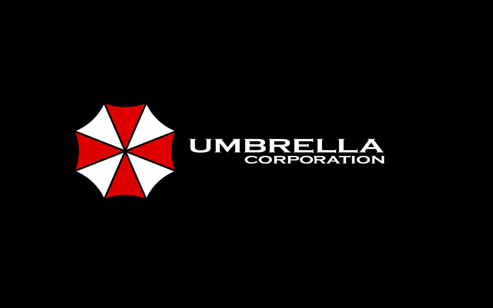 Umbrella Corporation Logo, red and white umbrella logo, black background, HD Desktop Wallpaper
