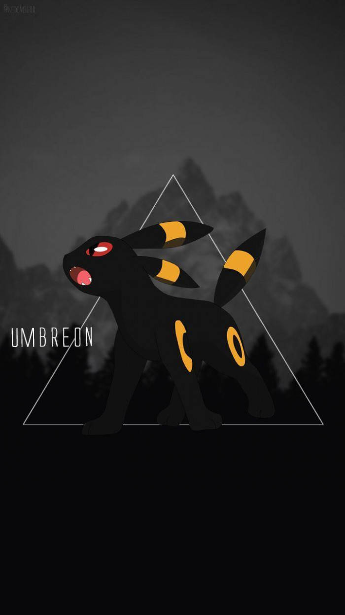 Umbreon, glowing red eyes, yellow markings, SD Phone Wallpaper