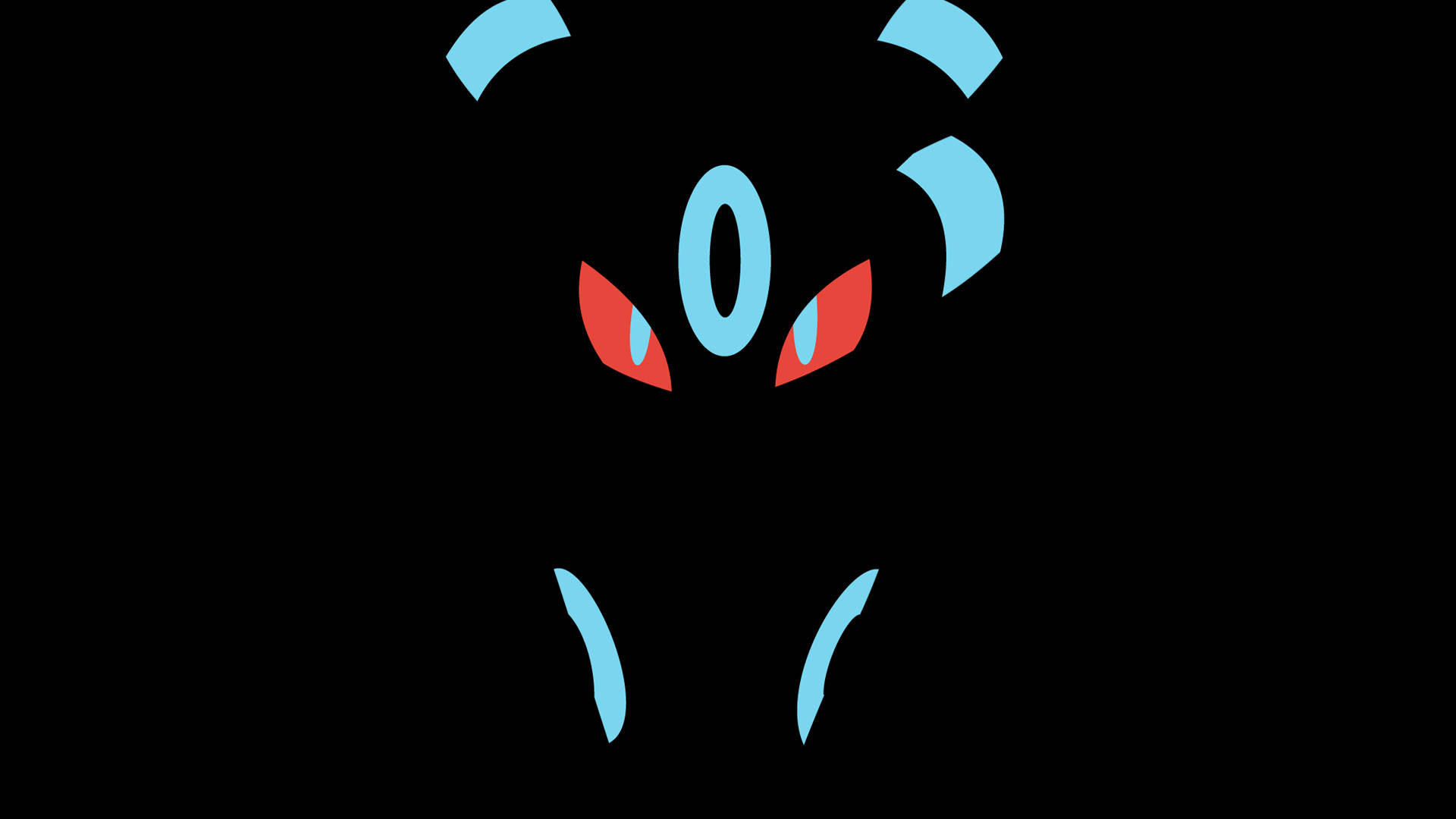 Umbreon, glowing red eyes, cyan accents, Full HD Desktop Wallpaper