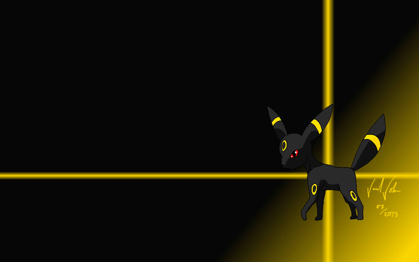 Umbreon, yellow markings, golden lines, HD Desktop Wallpaper