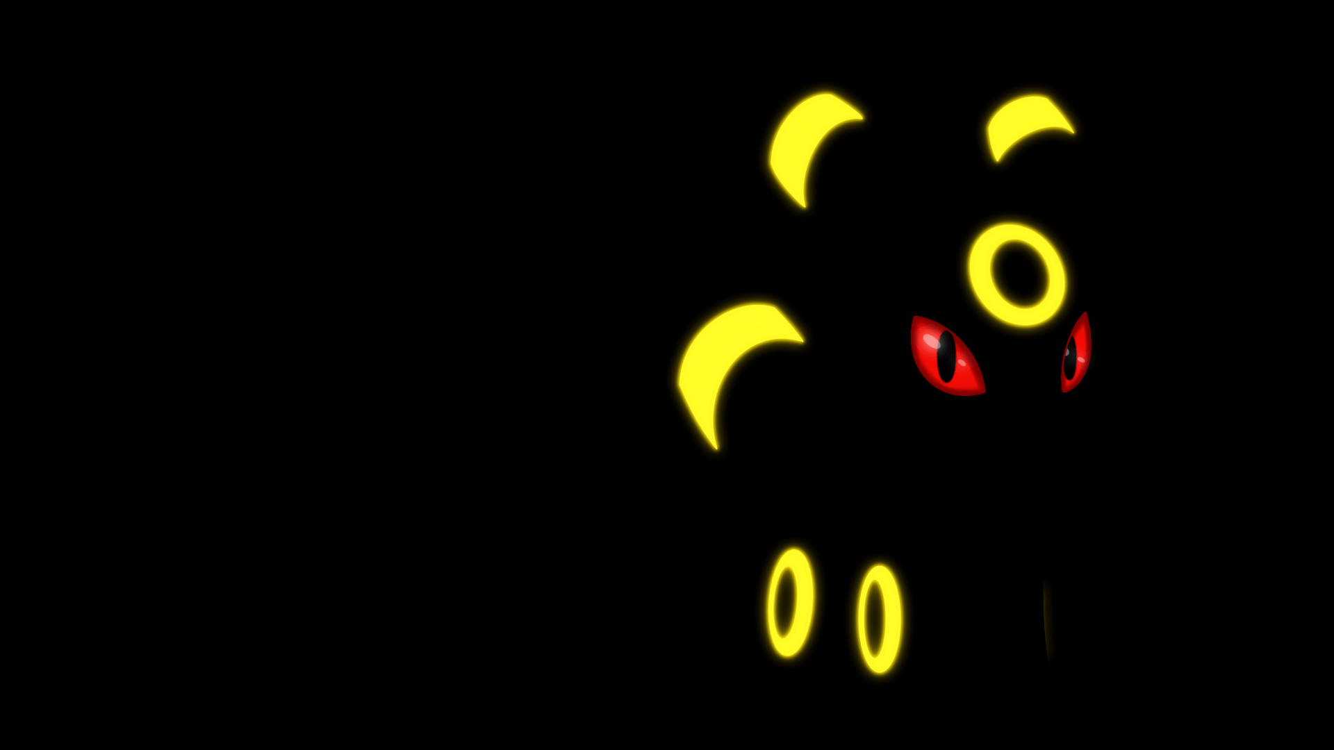 Umbreon, glowing yellow, red abstract creature, Full HD Desktop Wallpaper