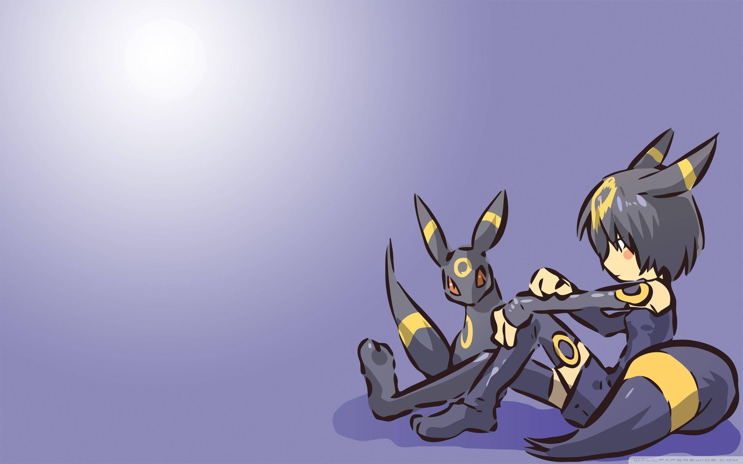 Umbreon, dark gray, yellow, 2K Desktop Wallpaper