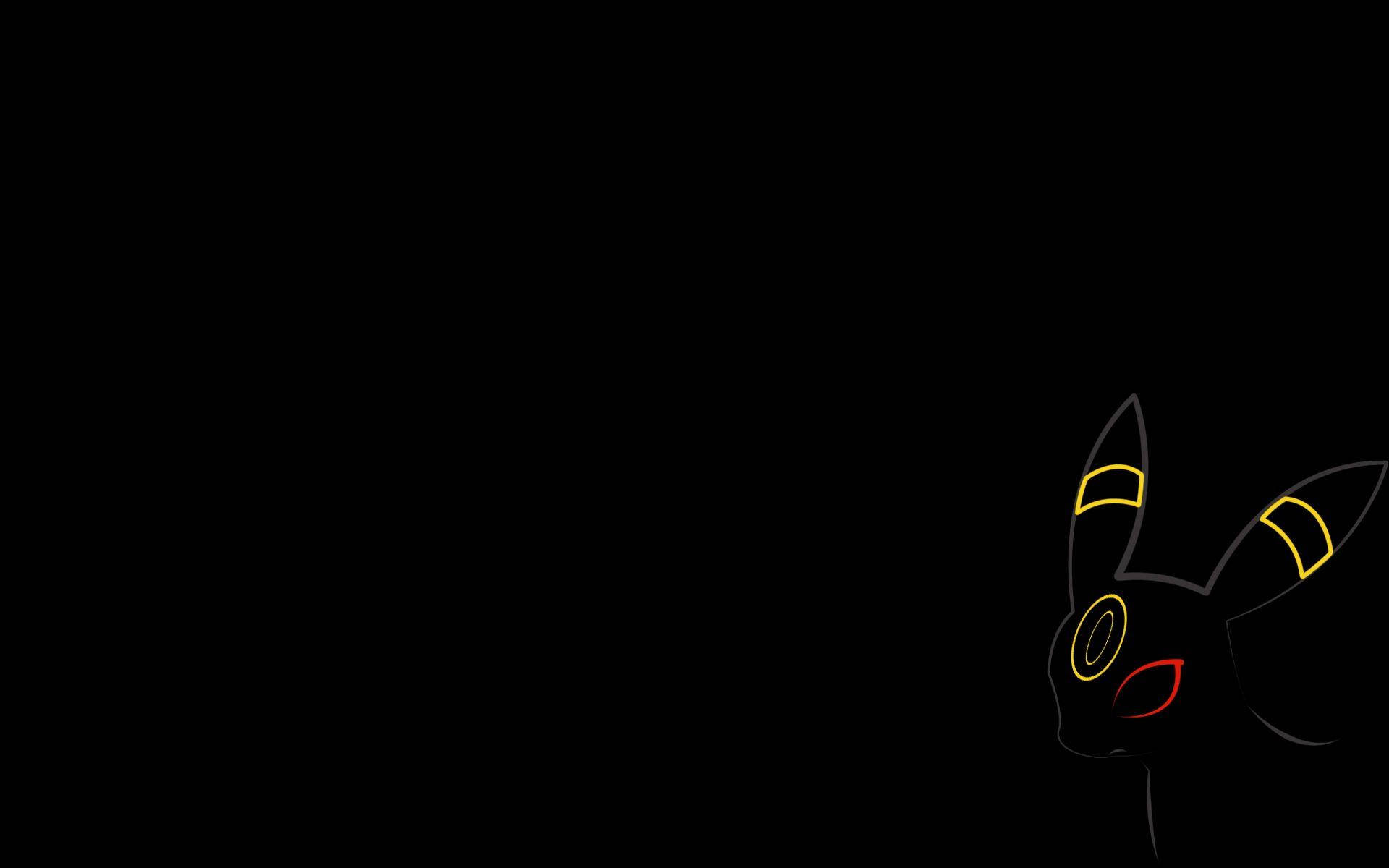 Umbreon, minimalist glowing outline, yellow and red accents, Full HD Desktop Wallpaper