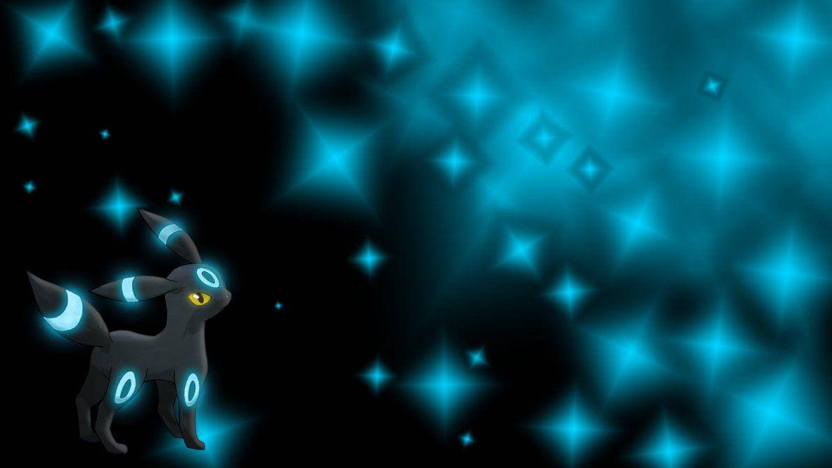 Umbreon, blue diamonds, starry teal void, SD Desktop Wallpaper