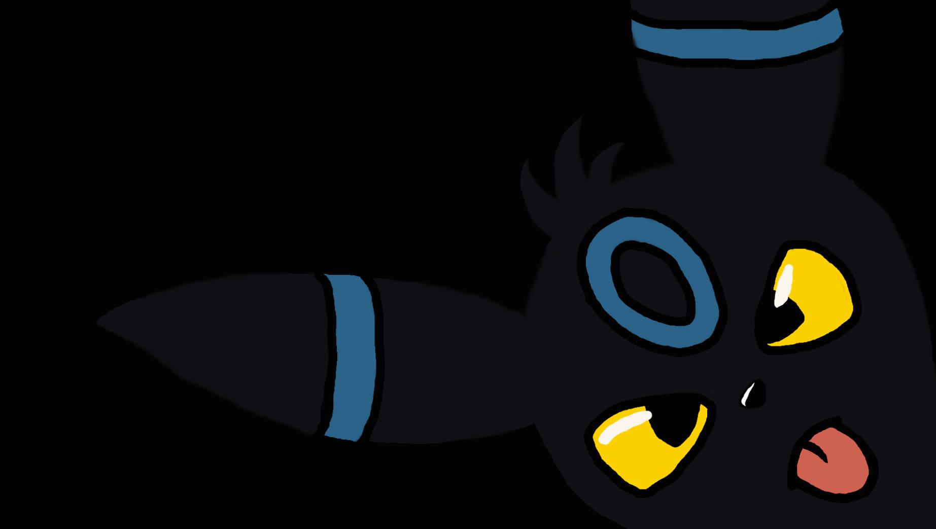 Umbreon, glowing yellow eyes, blue accents, HD Desktop Wallpaper