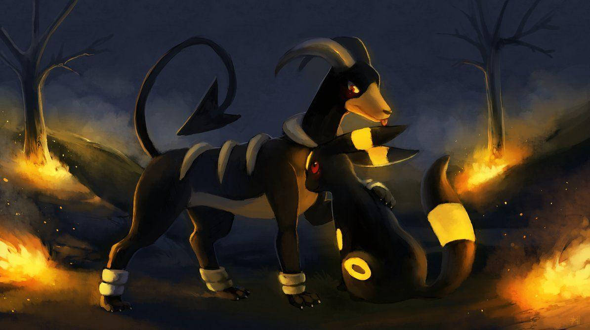 Umbreon, forest, twilight sky, SD Desktop Wallpaper