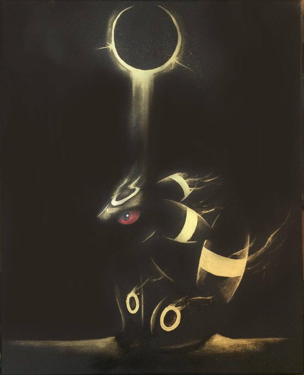 Umbreon, glowing red eye, golden rings, SD Phone Wallpaper