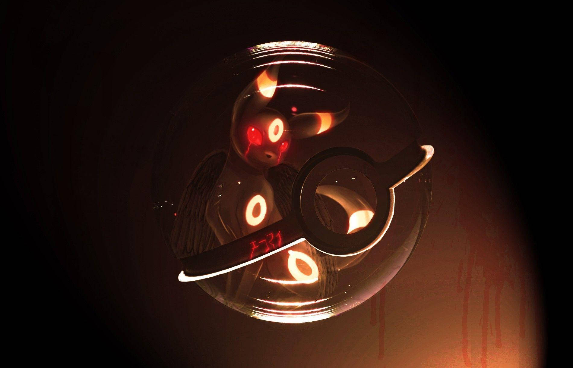 Umbreon, clear Pokeball, glowing red eyes, HD Desktop Wallpaper