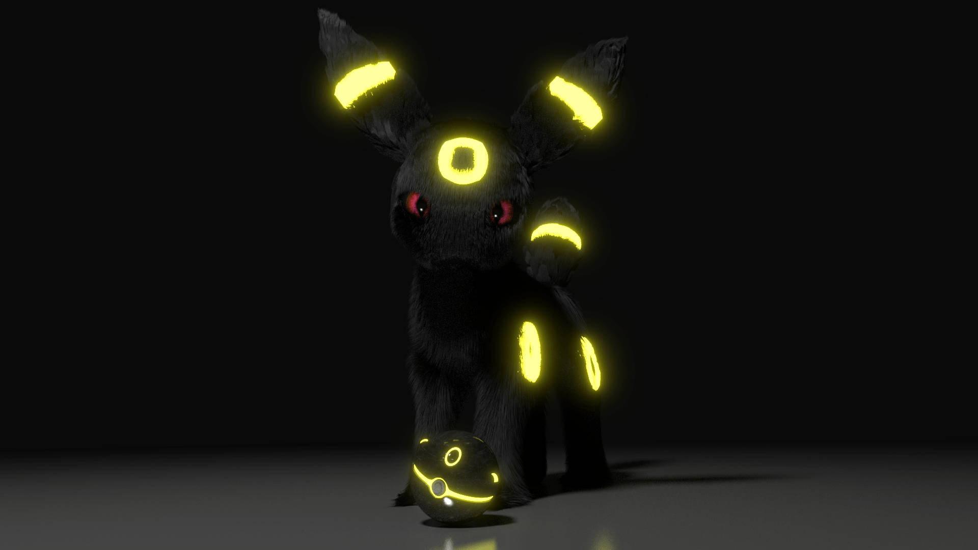 Umbreon, yellow markings, red eyes, Full HD Desktop Wallpaper