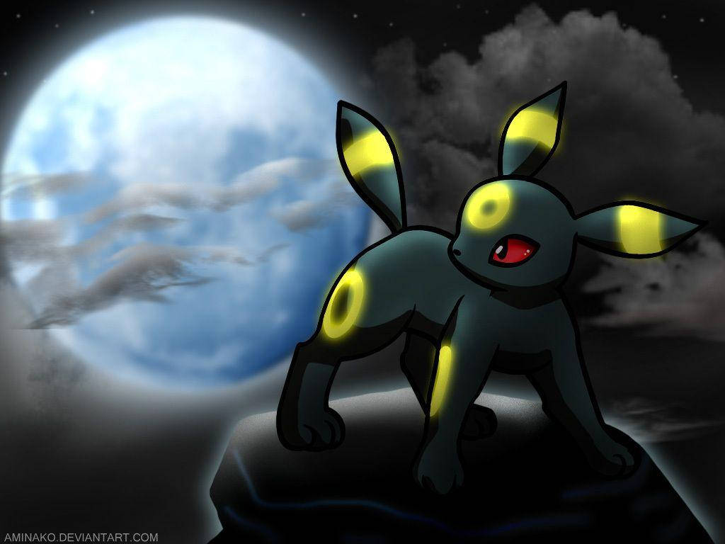 Umbreon, full moon, starry night sky, SD Desktop Wallpaper